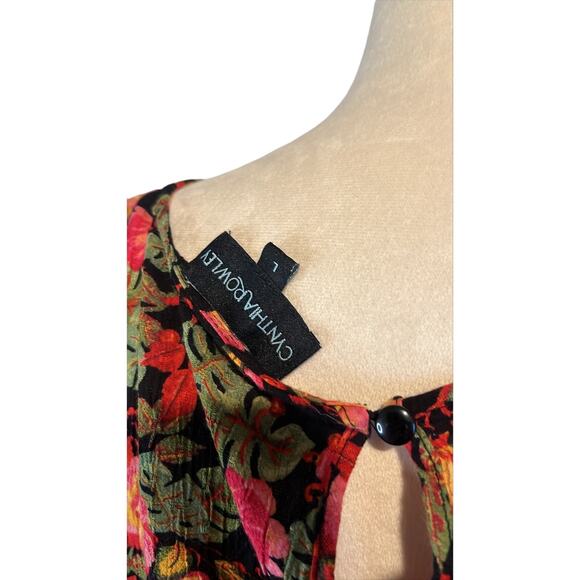 Cynthia Rowley- Floral Flutter Sleeve Shirt- Size Large - Picture 3 of 3